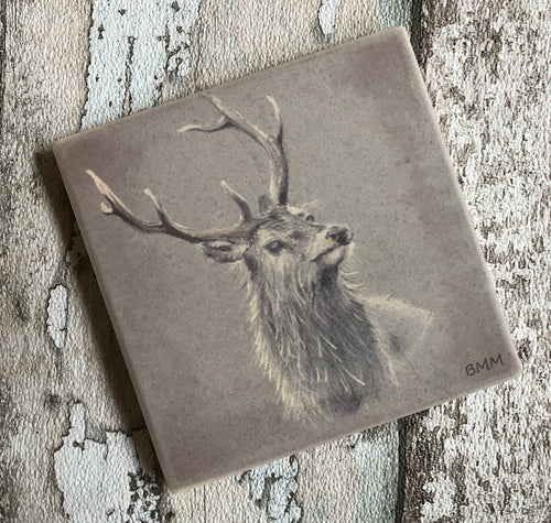 Matte Ceramic Coaster - Red Deer Stag