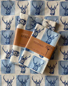 Apron & Tea Towel set - Highland Stag (blue)