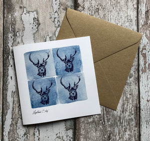Greeting Card - Highland Stag, Blue