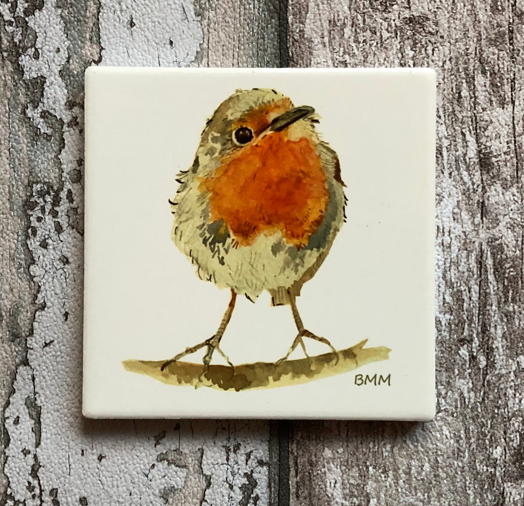 Ceramic Coaster - A Curious Wee Robin