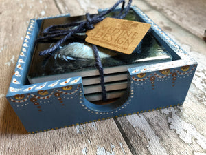 Ceramic Coasters in Handpainted box - Nesting Puffin