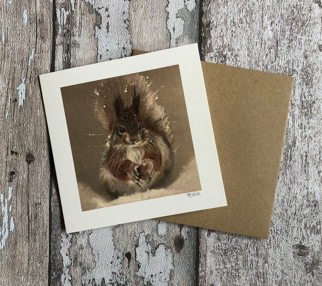 Greeting Card - Red Squirrel in the Snow